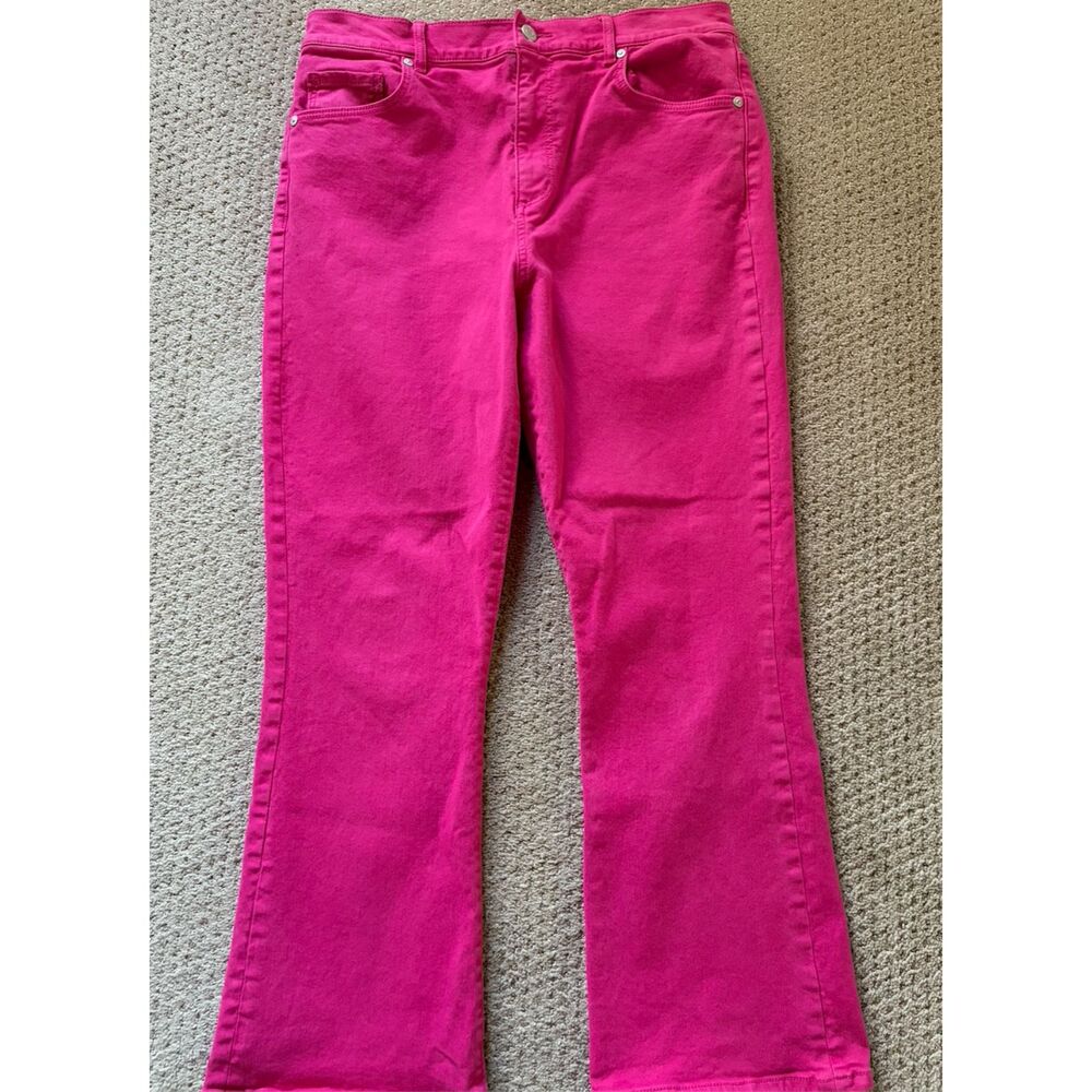 LOFT High Rise Kick Crop Jeans in Watermelon Sorbet Sz 10 Slim Bootcut Fitted